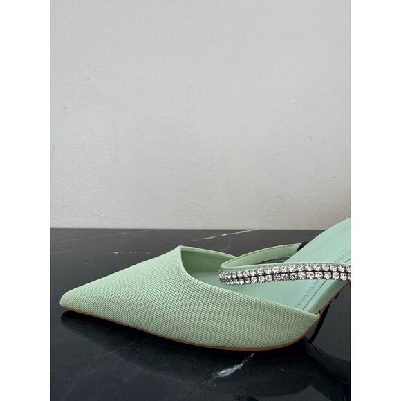 Zara Pistachio Pastel Pointed-toe Mule Kitten Heels - Picture 7 of 14